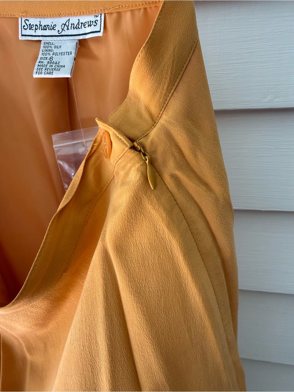 Vintage Stephanie Andrews 100% Silk Mustard Maxi A-Line Skirt Size 6 NWT - Picture 4 of 6